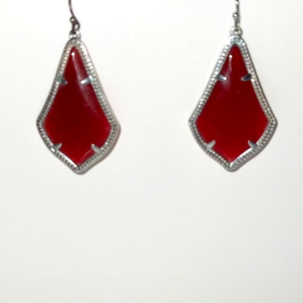 Kendra Scott Alex Silver Drop Earrings in Maroon Jade